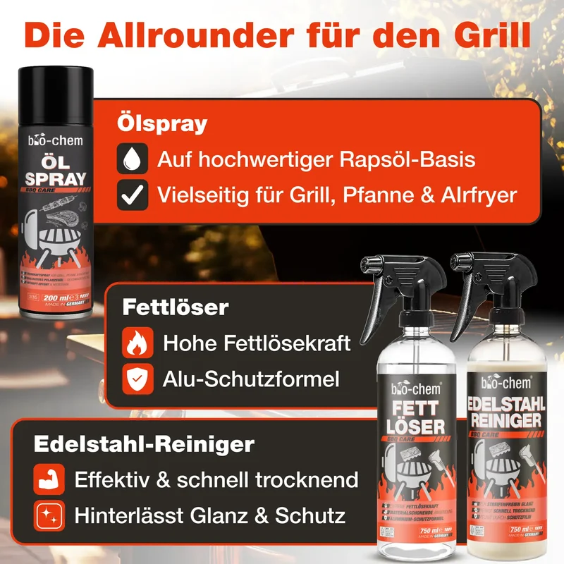 Grillreinigungs-Set mit Foamer (PREMIUM 9-teilig)