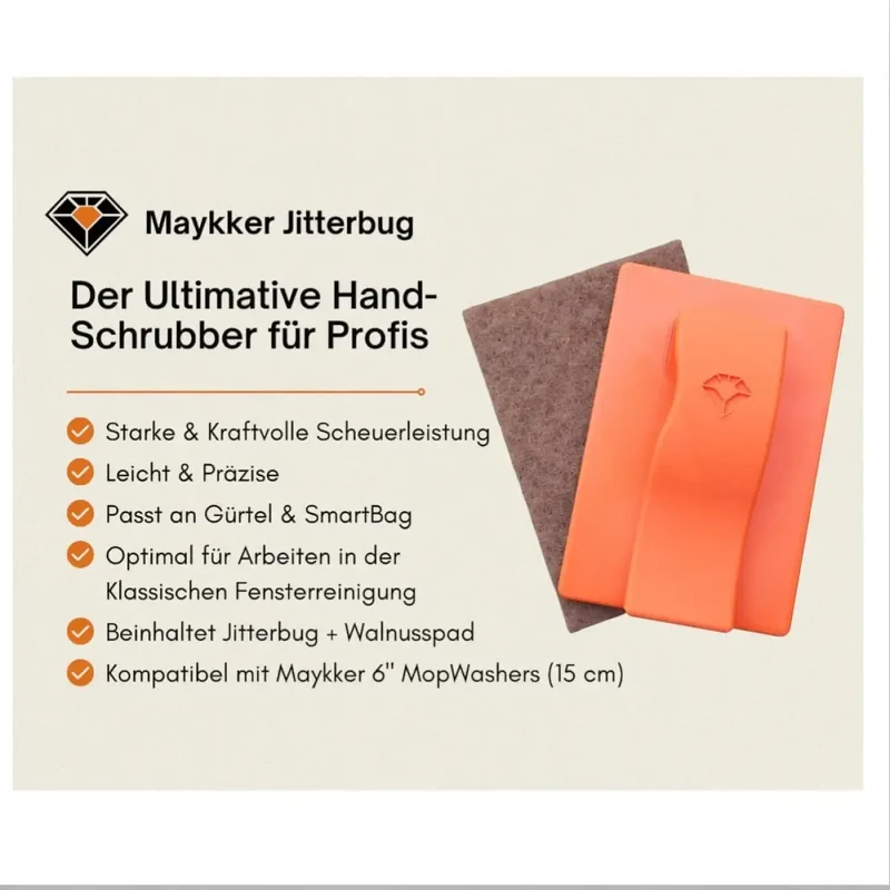 MAYKKER JitterBug Schrubber inkl. 1x Walnusspad 15cm