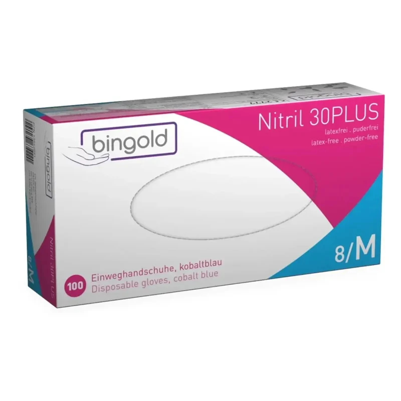 BINGOLD Nitril 30PLUS Einweghandschuhe Kobaltblau puderfrei 100 Stück