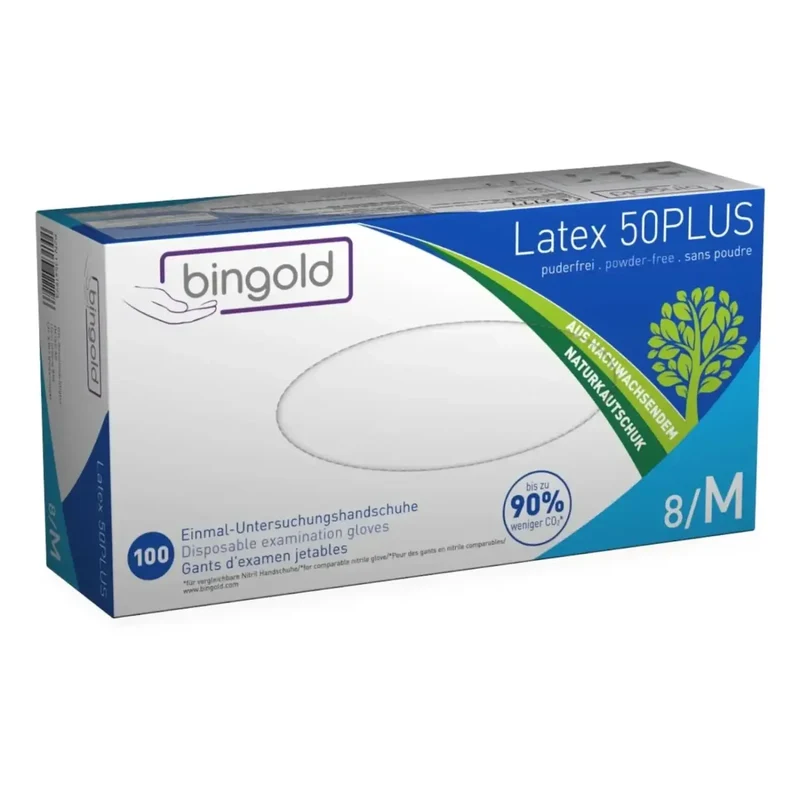 BINGOLD Latex 50PLUS Einmalhandschuhe Weiß