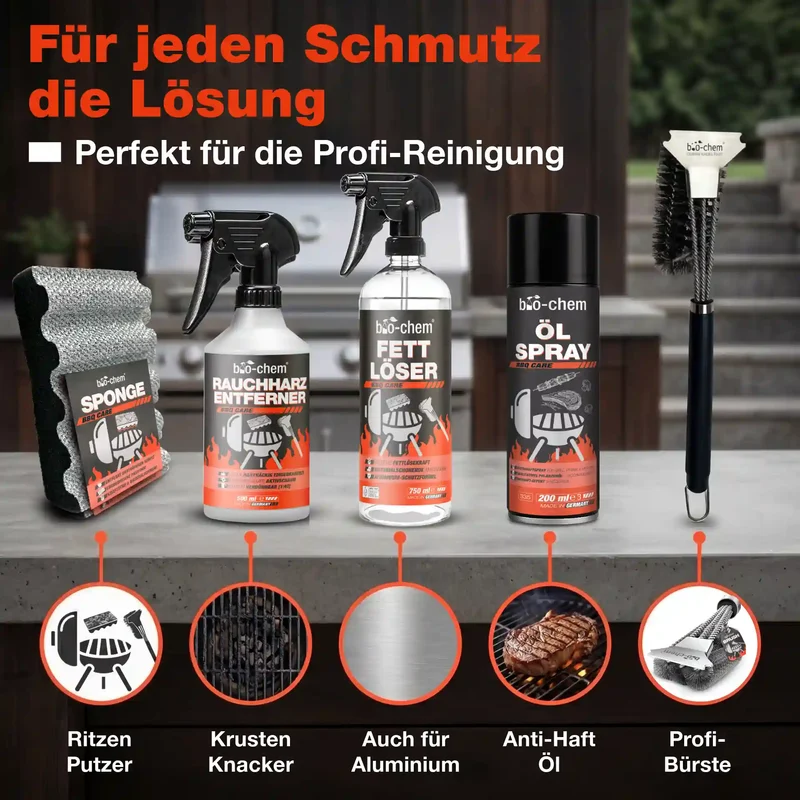 Grillreinigungs-Set mit Ölspray (PROFI 5-teilig)