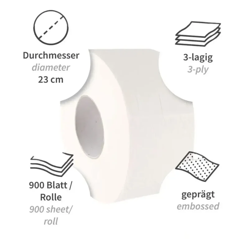 HygoClean Toilettenpapier, Jumbo, 3-lagig Zellulose