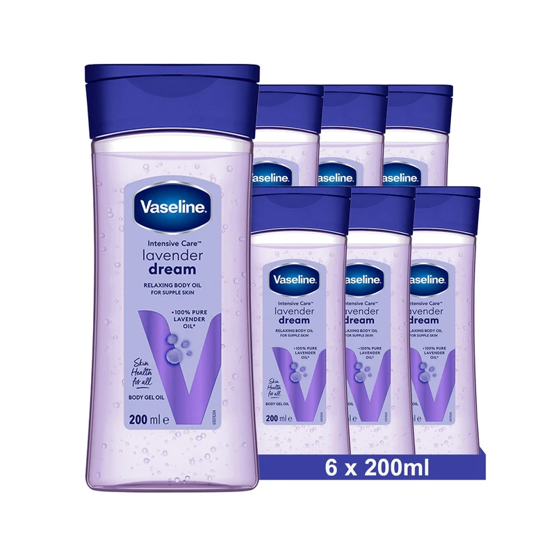 Vaseline Intensive Care Lavender Dream für geschmeidige Haut – Entspannendes Körpergel-Öl mit 100 % reinem Lavendelöl, 200 ml