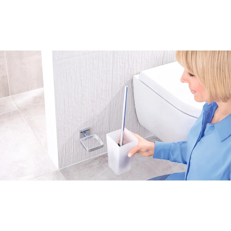 tesa DELUXXE Toilettenbürsten-Set, Metall, verchromt, inkl. Klebelösung | 1 Stück