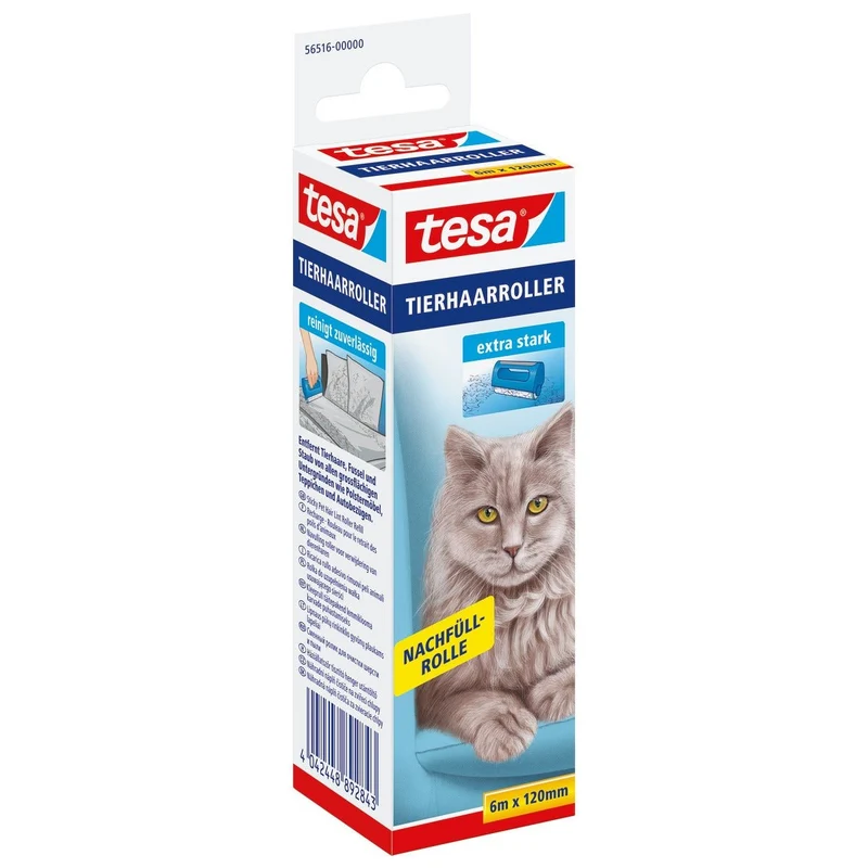 tesa 56516 Tierhaar-Roller Refill, 6 m x 120 mm | 1 Stück