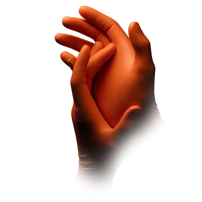 AMPri SolidSafety High Grip Orange Nitril Chemikalienschutzhandschuhe S - XXL