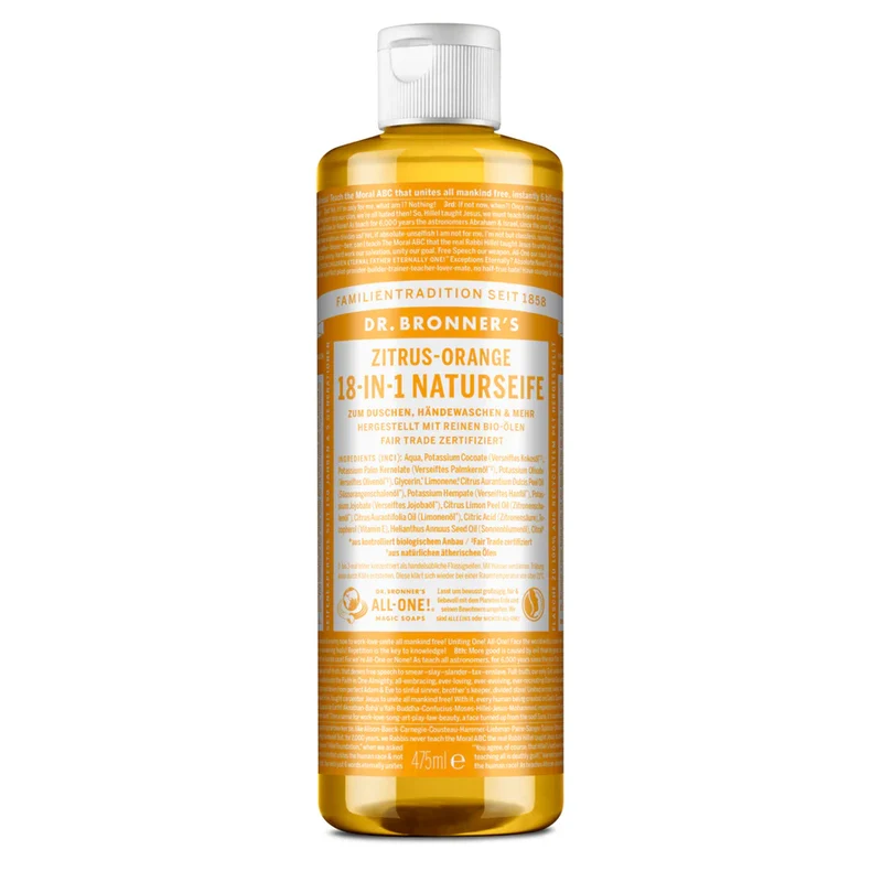 Dr. Bronner's Flüssigseife "18-in-1" Zitrus-Orange - verschiedene Größen