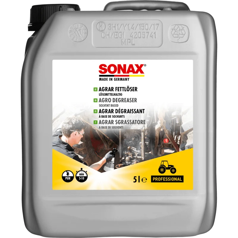 SONAX AGRAR Fettlöser lösemittelhaltig | Kanister (5 l)