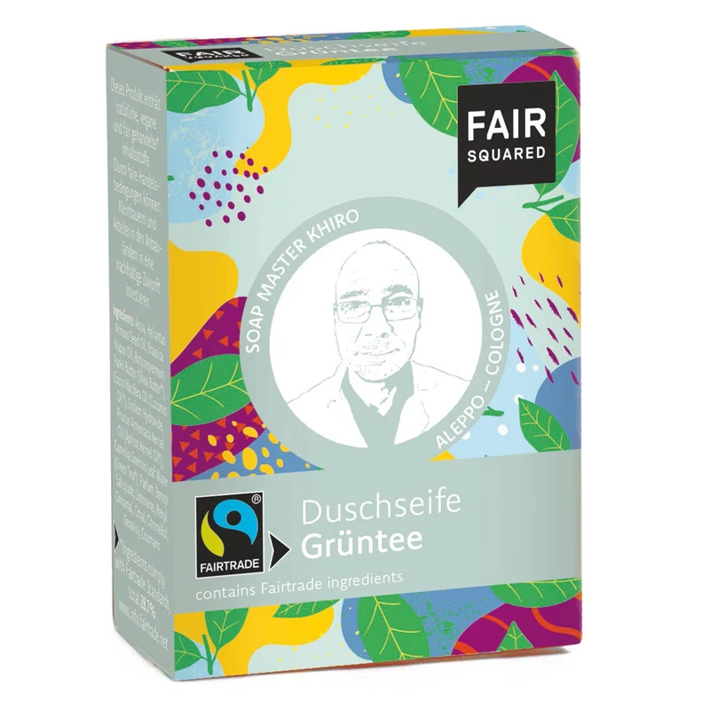 FAIR SQUARED Fairtrade Jubiläum Duschseife "Grüntee" 80 g