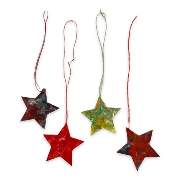 FAIR ZONE Upcycling Baumschmuck "Sterne und Bäume" 12er-Set
