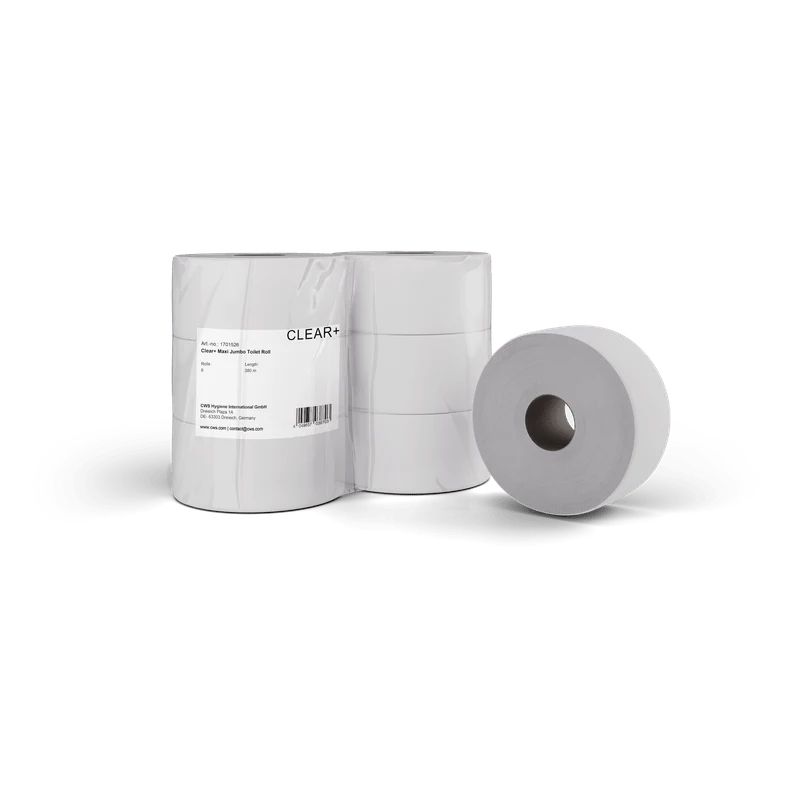 CWS Clear+ Toilettenpapier Maxi-Rollen 2-lagig 380 m | Packung (6 Rollen)