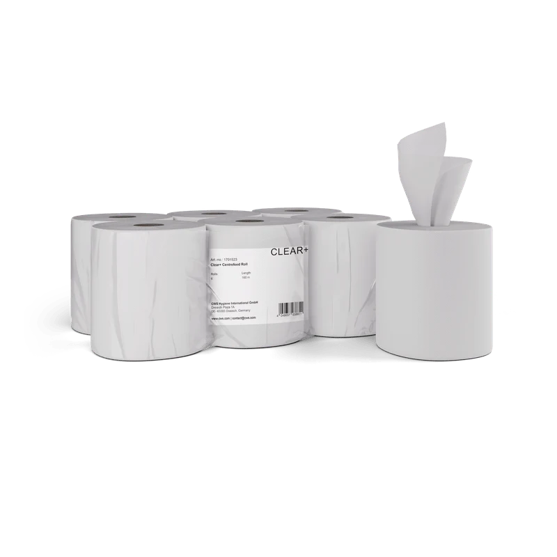 CWS Clear+ Centrefeed-Papierrollen 2-lagig 220 m | Packung (6 Rollen)