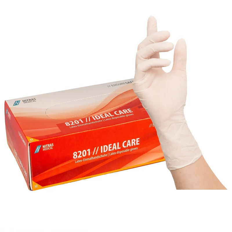 NITRAS IDEAL CARE, Latex-Einmalhandschuhe, weiß