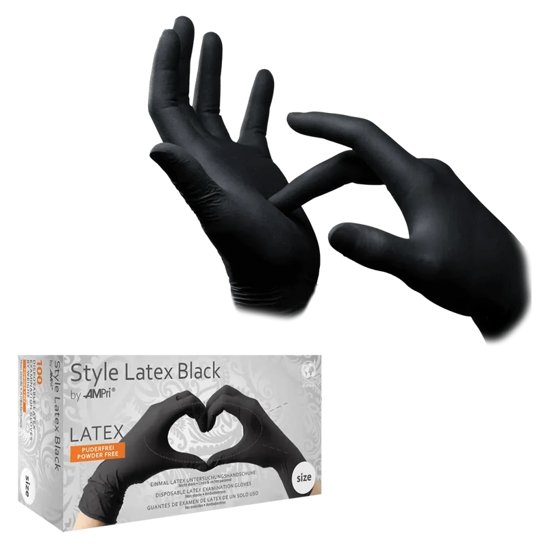 STYLE LATEX BLACK, Latex-Untersuchungshandschuh, puderfrei, schwarz