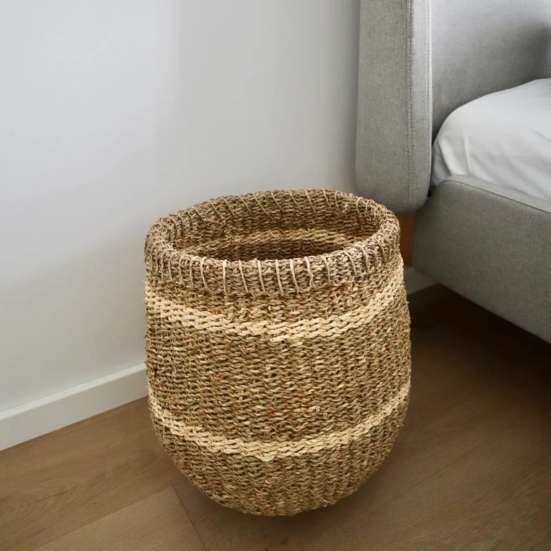 Naturewaves gestreifter Korb aus Seegras "Nalu"