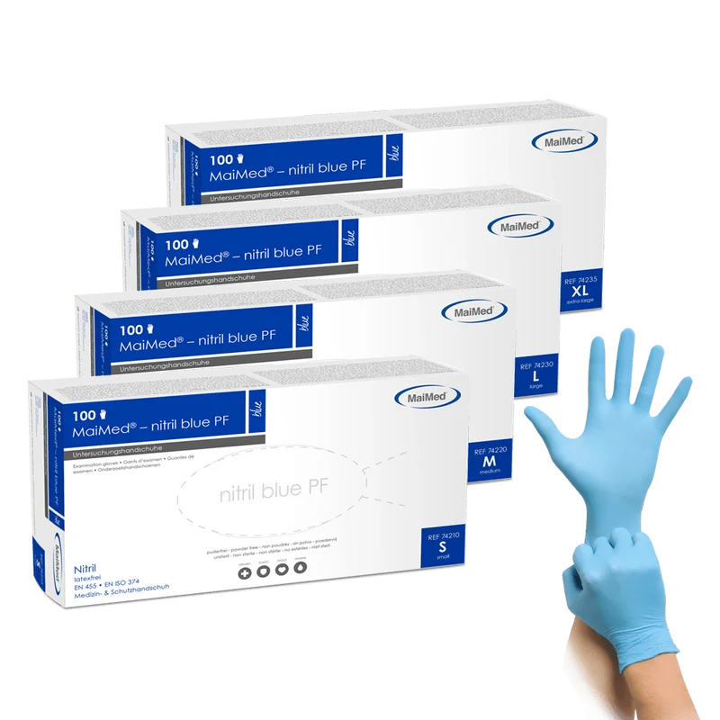 MaiMed-nitril blue PF Blau, unsteril, puderf. Latexfreie-Handschuhe zu 100 St./Box