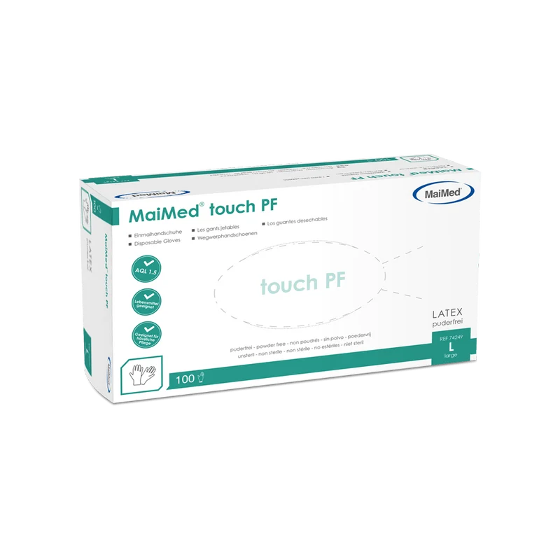 MaiMed touch PF Einmal-Latexhandschuhe, puderfrei, 100 St./Box
