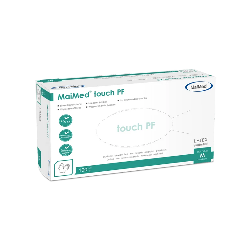 MaiMed touch PF Einmal-Latexhandschuhe, puderfrei, 100 St./Box
