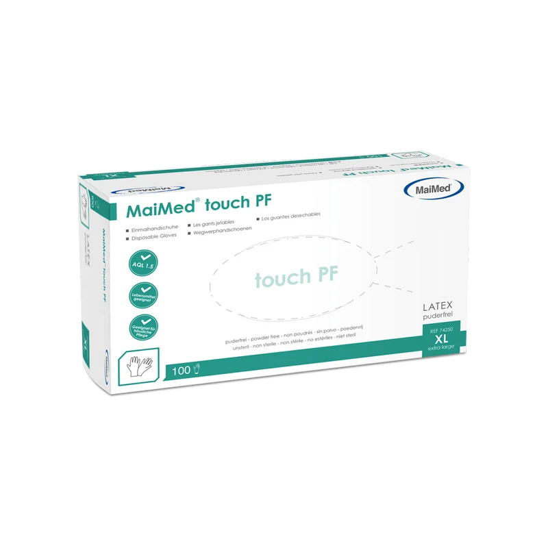 MaiMed touch PF Einmal-Latexhandschuhe, puderfrei, 100 St./Box