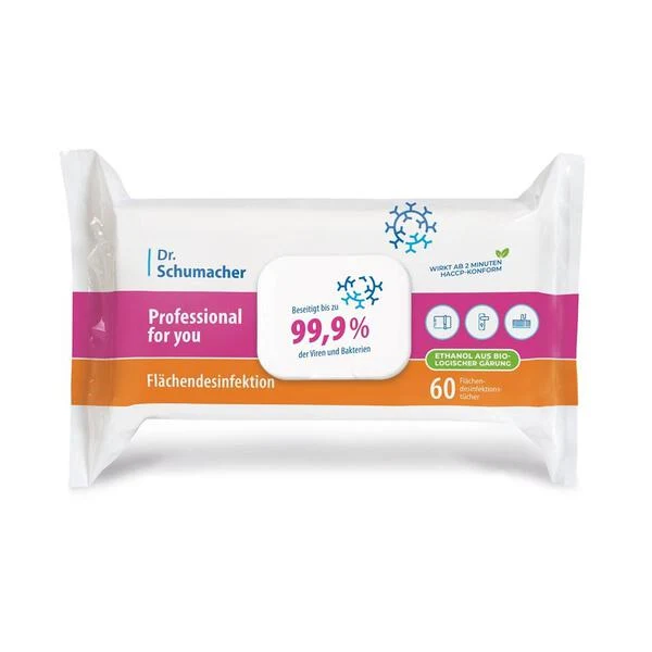 Dr. Schumacher Professional for you Flächendesinfektion Wipes | Packung (60 Tücher)