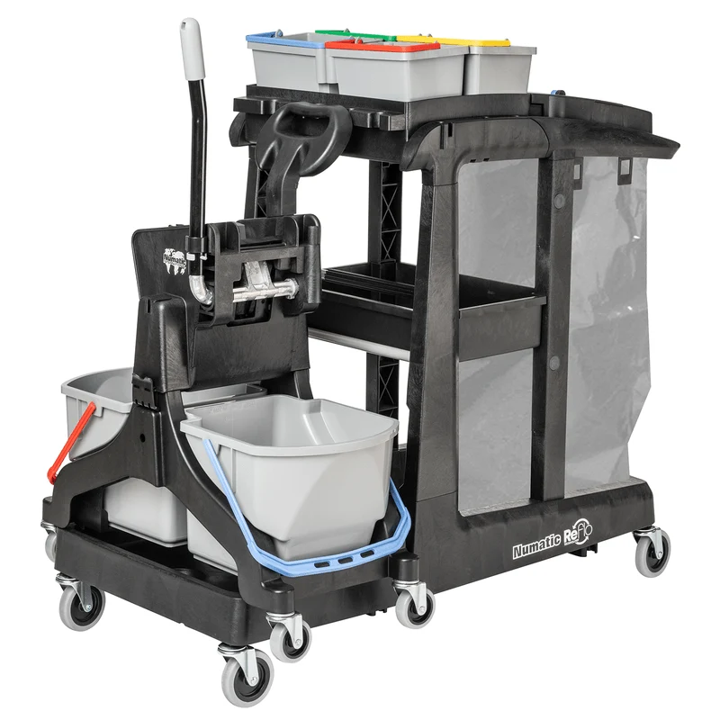 Numatic Reinigungswagen EcoMatic EM 3B inkl. MidMop und 4 x 5 Liter Eimer | Packung (1 Stück)