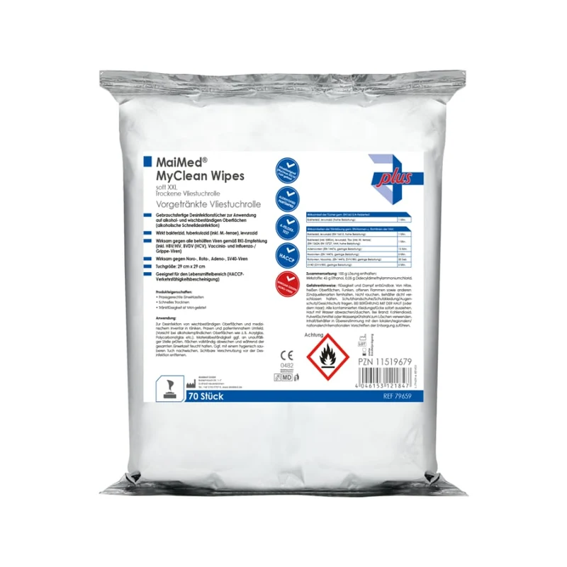 MaiMed MyClean Wipes soft XXL Desitücher, Refill 70 Blatt,ungetränkt, 28x30cm | Packung (70 Blätter)