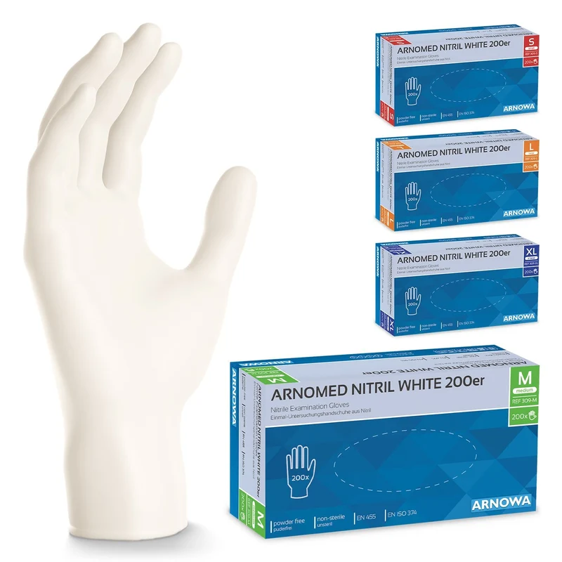 ARNOMED NITRIL WHITE 200er Nitrilhandschuhe Weiß im 200er Sparpack