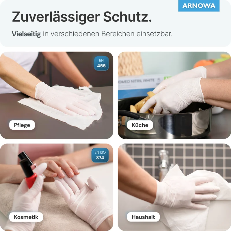 ARNOMED NITRIL WHITE Reißfeste Einmalhandschuhe aus Nitril in Weiß