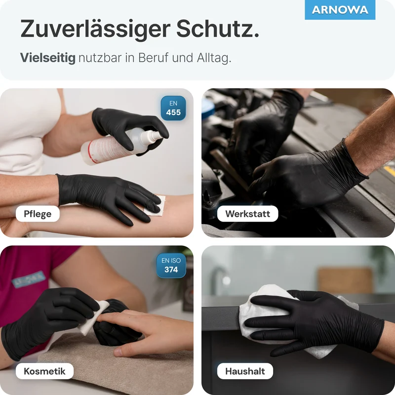 ARNOMED LATEX BLACK Puderfreie Einmalhandschuhe aus Latex in Schwarz