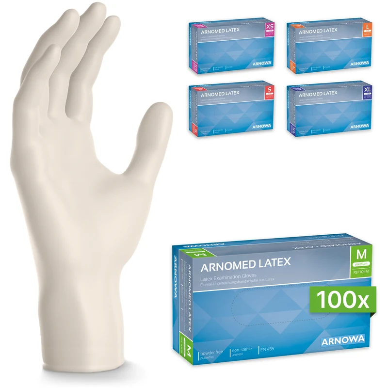 ARNOMED LATEX PF Puderfreie Einmalhandschuhe aus Latex Natur