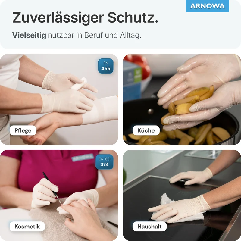 ARNOMED LATEX PF Puderfreie Einmalhandschuhe aus Latex Natur