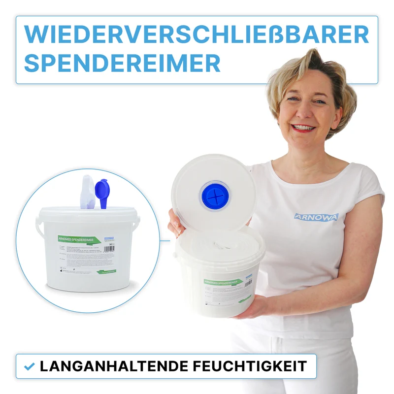 ARNOMED Spendereimer für Vliestuchrollen, ideal für Desinfektion | Stück (1 Stück)