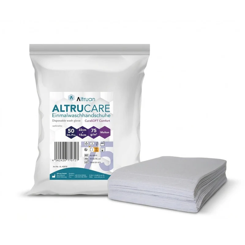 Altrucare Einmalwaschhandschuhe CuraSOFT Comfort (75g) | Packung (50 Stück)