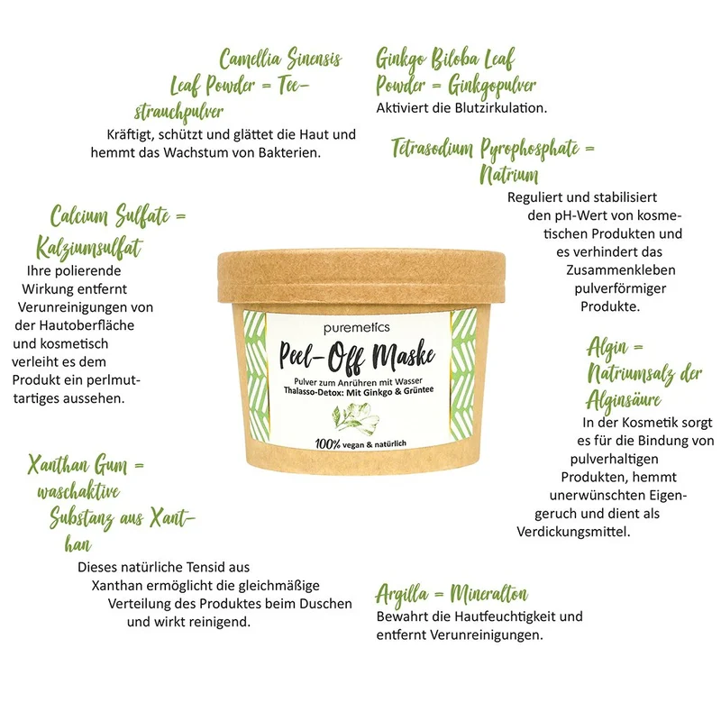 puremetics Peel-Off Maske Thalasso Detox - Mit Ginkgo & Grüntee