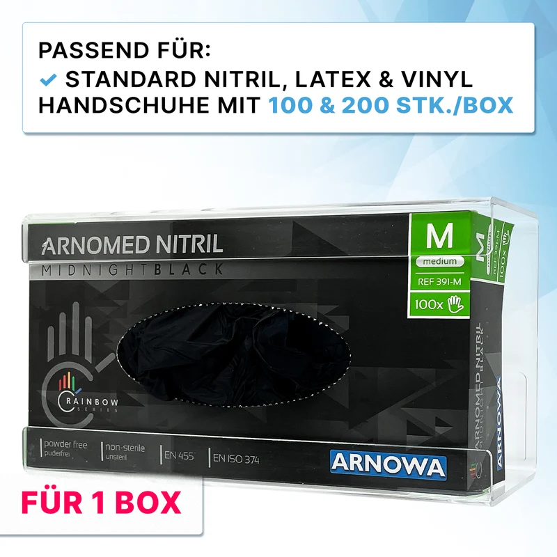 ARNOMED Handschuhspender zur 3-fach Befüllung Handschuhhalter aus Acryl transparent