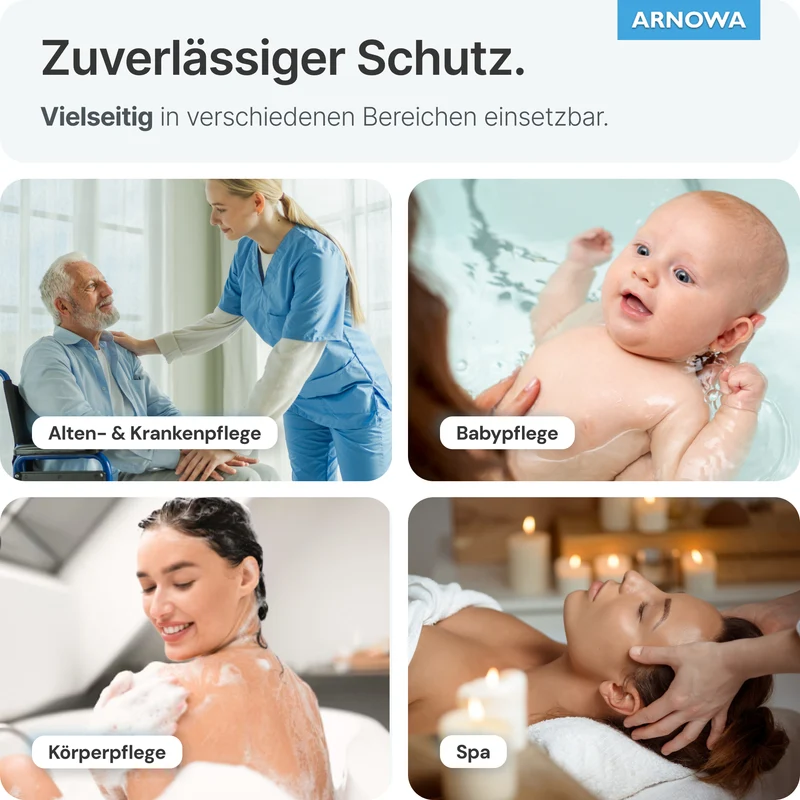 ARNOMED Einmalwaschhandschuhe aus Molton, 75g/m², Dermatest | Beutel (50 Stück)