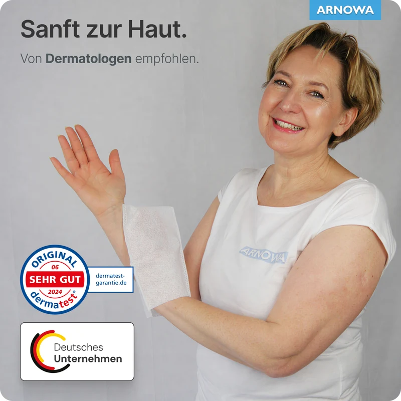 ARNOMED Einmalwaschhandschuhe aus Molton, 75g/m², Dermatest | Beutel (50 Stück)