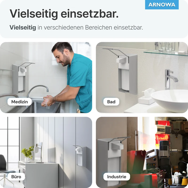 ARNOMED DISPENSER Manueller Seifen- und Desinfektionsmittelspender aus Aluminium
