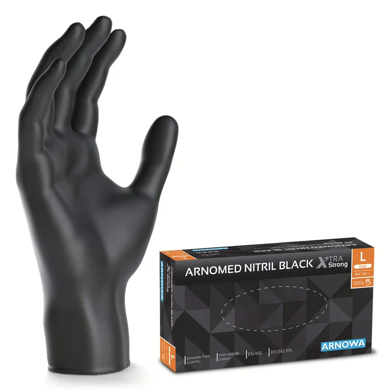 ARNOMED NITRIL XTRA PURE BLACK Hautverträgliche & Akzeleratorfreie Einmalhandschuhe aus Nitril