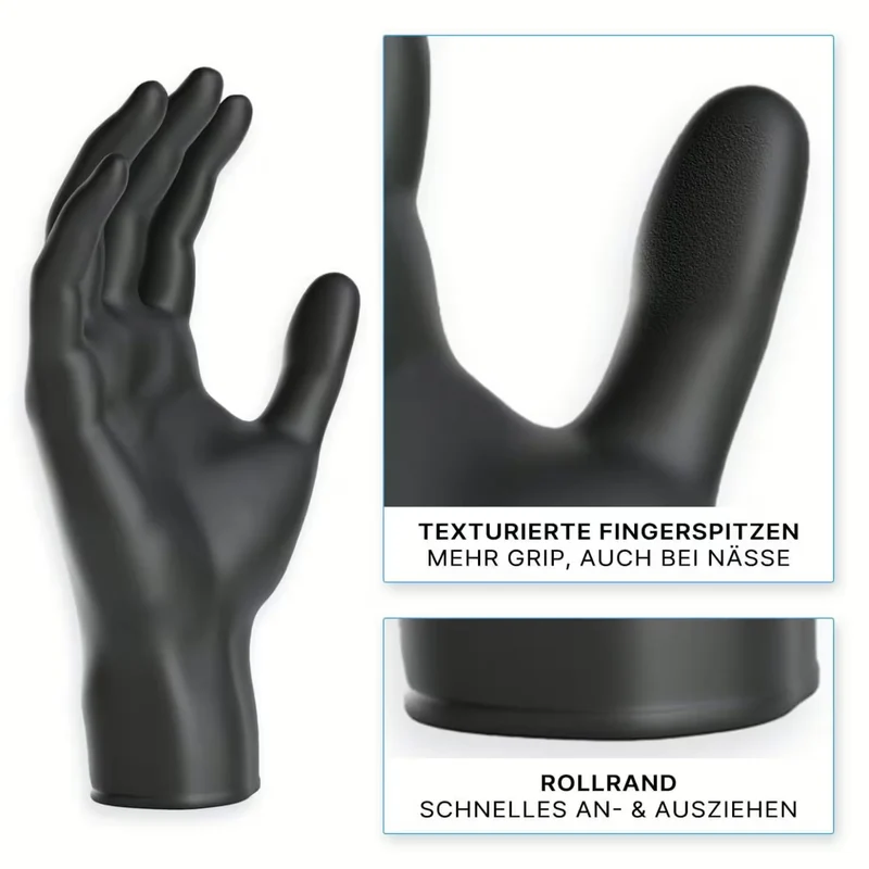 ARNOMED NITRIL XTRA PURE BLACK Hautverträgliche & Akzeleratorfreie Einmalhandschuhe aus Nitril