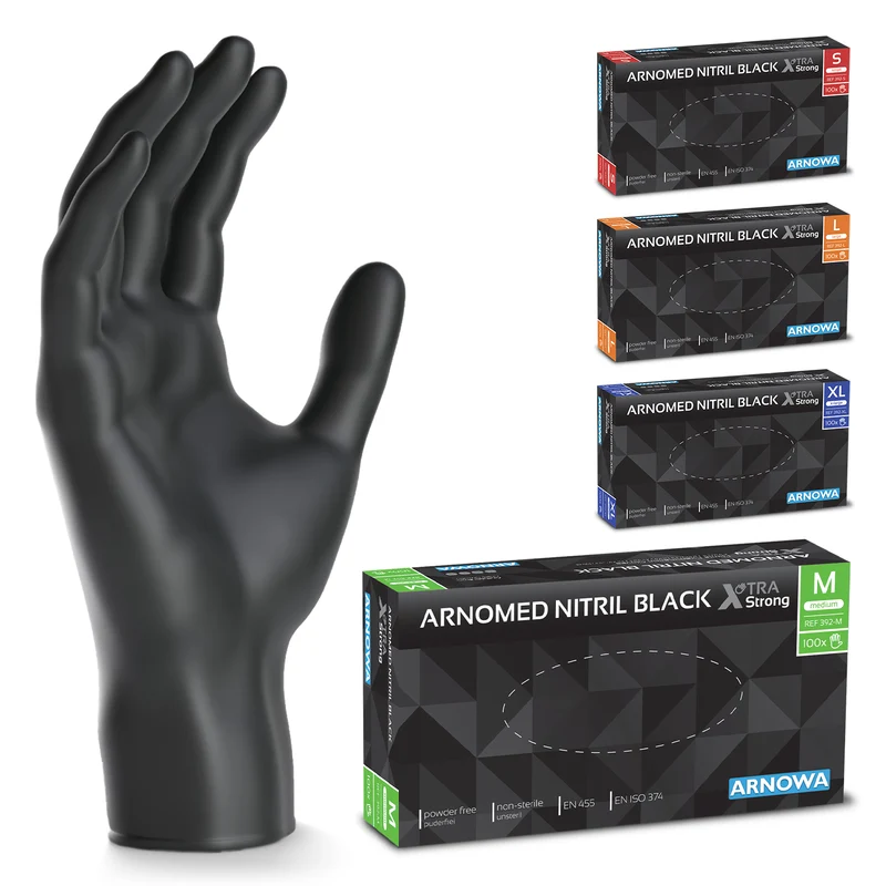 ARNOMED NITRIL BLACK XTRA STRONG Extra dicke Einmalhandschuhe aus Nitril in Schwarz