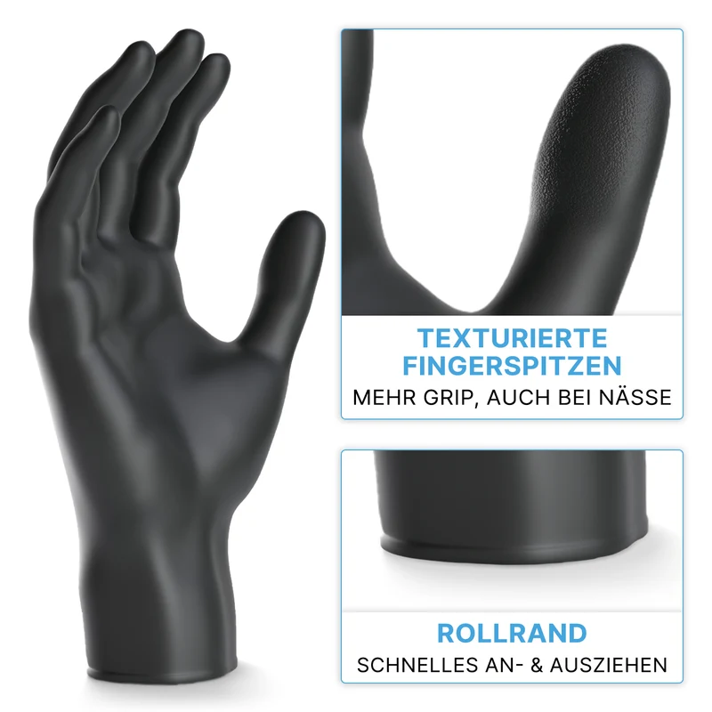 ARNOMED NITRIL BLACK XTRA STRONG Extra dicke Einmalhandschuhe aus Nitril in Schwarz