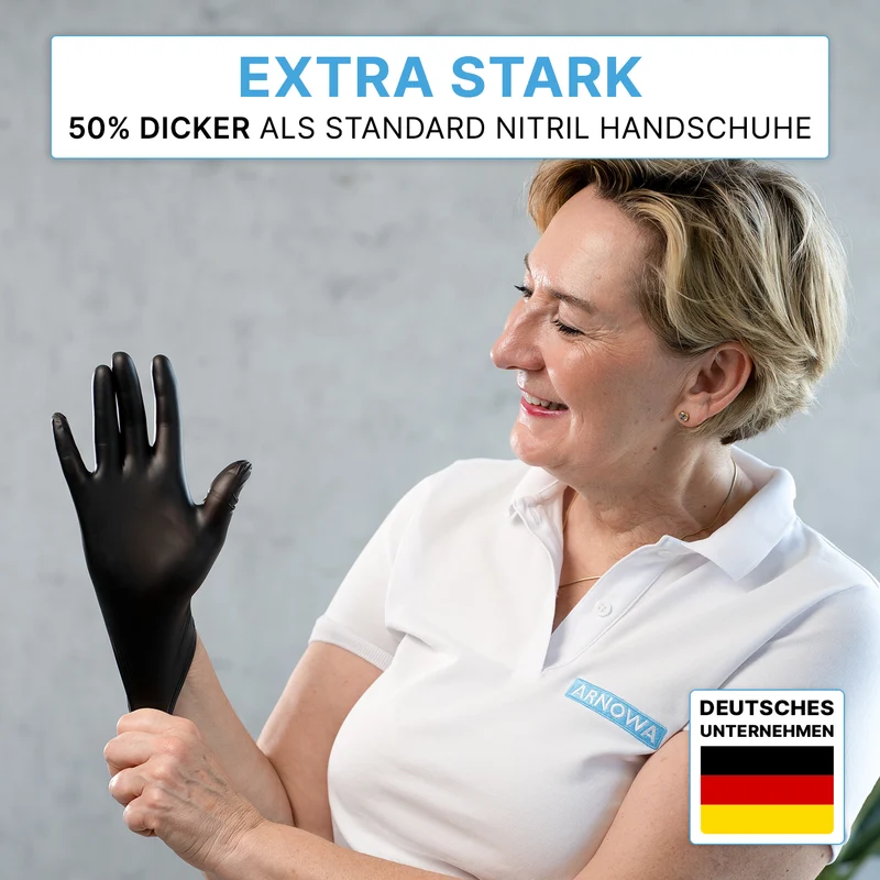 ARNOMED NITRIL BLACK XTRA STRONG Extra dicke Einmalhandschuhe aus Nitril in Schwarz