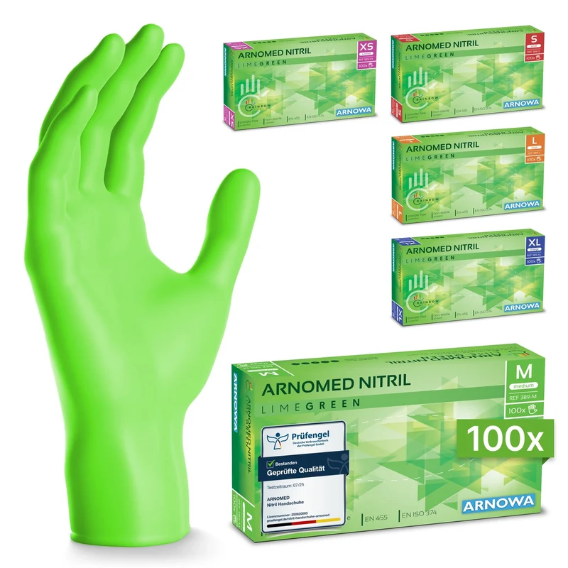 ARNOMED NITRIL LIME GREEN Einmalhandschuhe aus Nitril Limettengrün