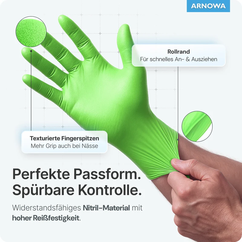 ARNOMED NITRIL LIME GREEN Einmalhandschuhe aus Nitril Limettengrün