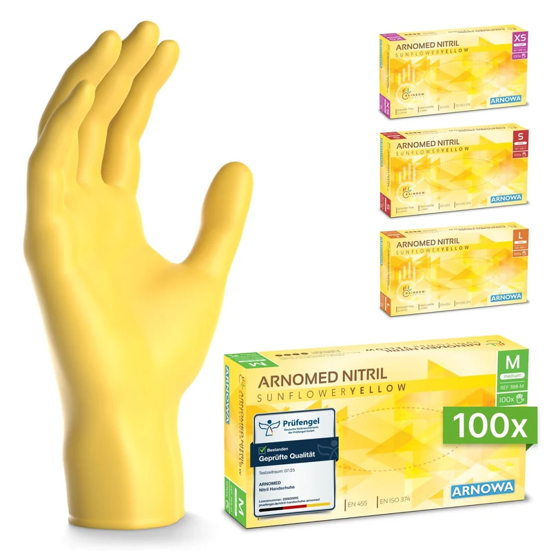 ARNOMED NITRIL SUNFLOWER YELLOW Einmalhandschuhe aus Nitril Gelb
