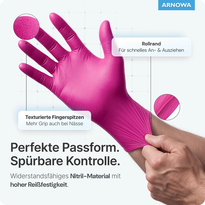 ARNOMED NITRIL MAGNOLIA PINK Einmalhandschuhe aus Nitril Pink