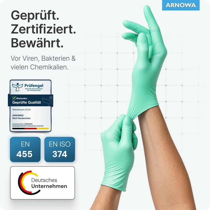 ARNOMED NITRIL PEPPERMINT GREEN Bunte Einmalhandschuhe aus Nitril Mintgrün