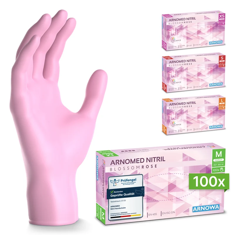 ARNOMED NITRIL BLOSSOM ROSE Einmalhandschuhe aus Nitril Rosa