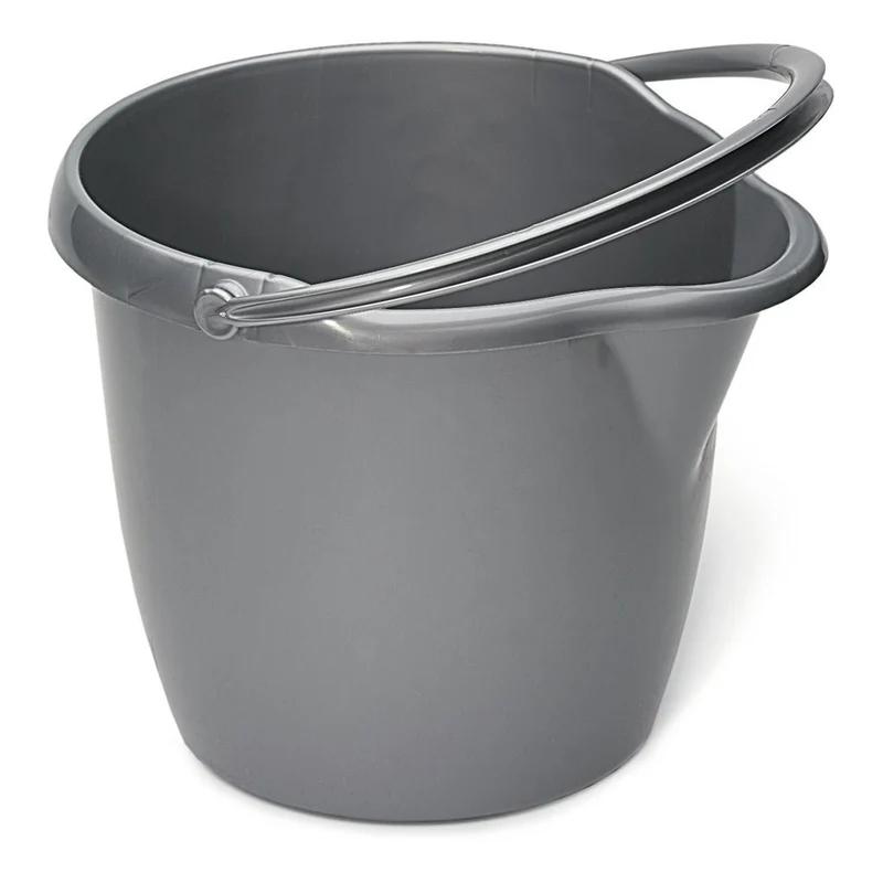Nölle Profi Brush Haushaltseimer mit Ausguss, 12 Liter, silber Kunststoff | 1 Stück
